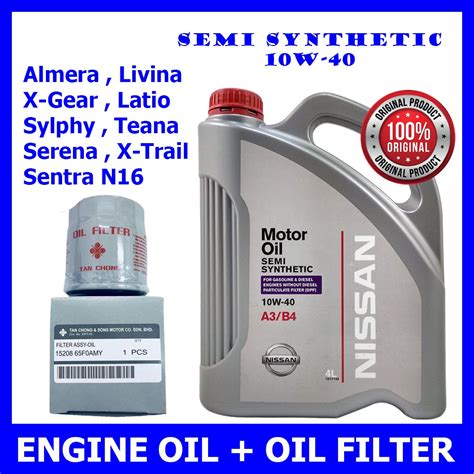 With Nissan Oil Filter Nissan W Semi Synthetic Engine Oil L