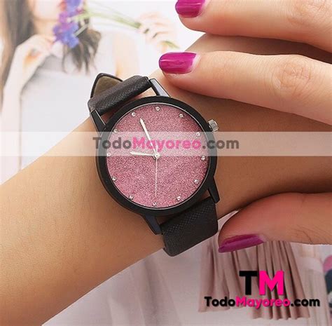 Reloj Extensible Piel Sintetica Negro Destellos R Todomayoreo