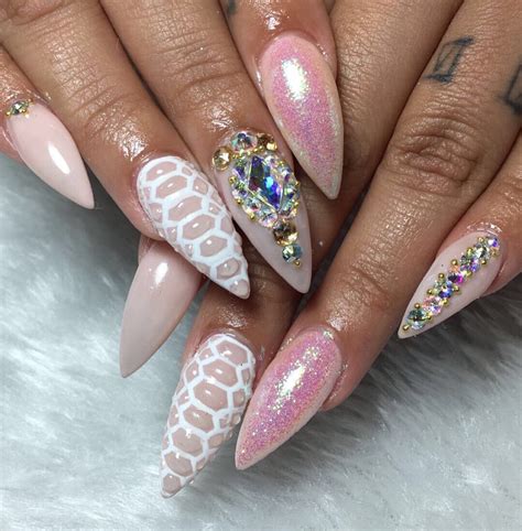 Snake Skin Nails Studded Nails Beautiful Nail Designs Nails