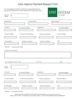 Fillable Online Inter Agency Payment Request Form Unt System Fax