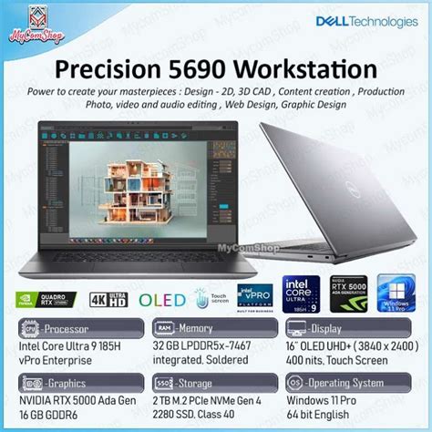 Dell Precision 5690 16" OLED Mobile Workstation — Intel Core Ultra 5 135U vPro, 64GB DDR5 High-Speed RAM, 512GB PCIe Gen4 NVMe Opal2 SSD, TAA-Compliant Federal SmartCard (CAC) Build (PREC-5690-U564G512NV-TAA)