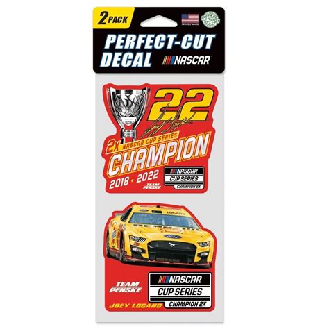 Joey Logano 2022 Wincraft 22 Nascar Cup Series 2x Champion 4x8 2pc