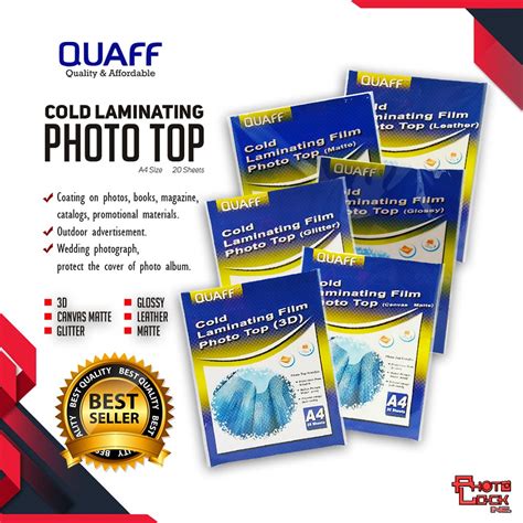 QUAFF Photo Top Cold Laminating Film A4 Size 80micron 20 Sheets