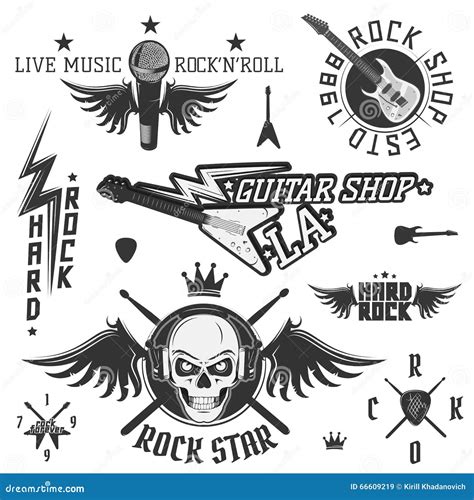 Set Of Vintage Rock And Roll Emblems And Logo Stock Vector