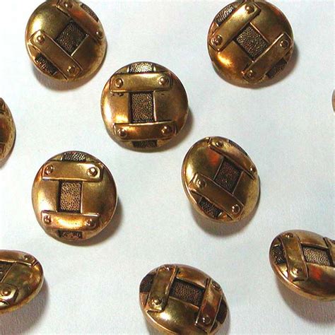 Vintage 10 Brass Color Shank Buttons Steampunk Industrial Look