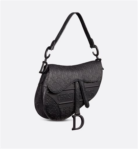 Saddle Bag With Strap Black Dior Oblique Embossed Calfskin Dior