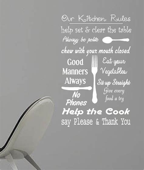 KITCHEN RULES Vinyl Wall Art QUOTE Sticker Dining Food Wine