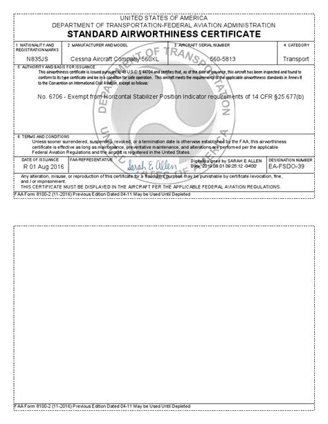 Standard Airworthiness certificate | PDF