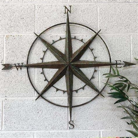 Rustic Metal Compass Garden Wall Art