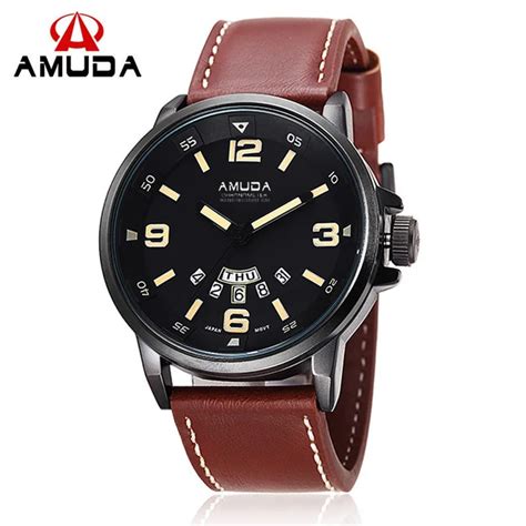 Amuda New Luxury Quartz Watches Man Analog Clock Fashion Casual Mens Sports Military Leather