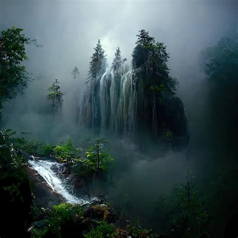 Premium Photo | Beautiful waterfall in forest