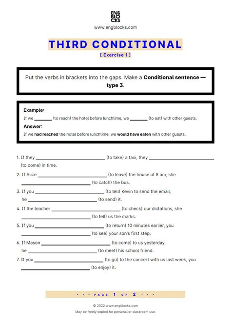 Conditional Sentences — Type 3 — Positive Esl Worksheets