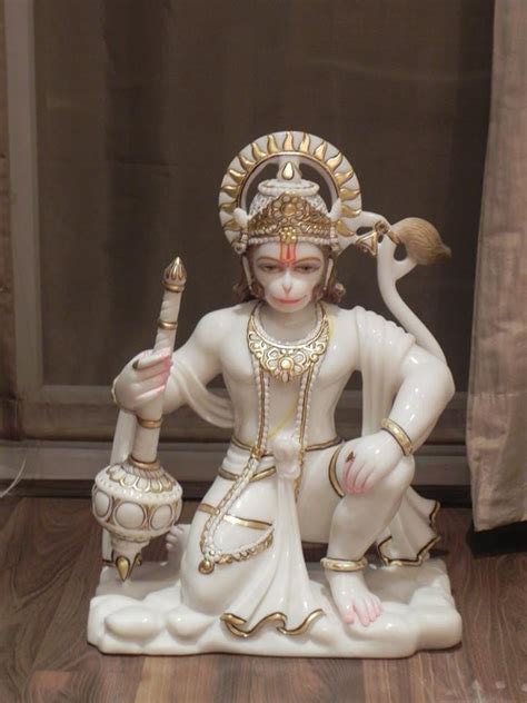 Jaipurcrafts White Marble Lord Hanuman Statues For Temple Size 15