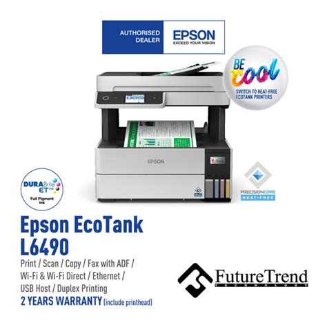 Epson Ecotank L6490 4 In 1 Print Scan Copy Fax EcoTank Color Printer