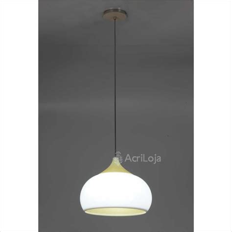 Luminaria Pendente Verona Branco E Bege Em Acrilico 38cm Lustre De