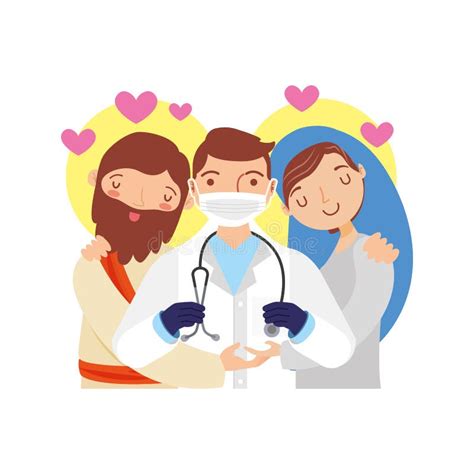 Jesus and Mary with Doctor. Vector Stock Vector - Illustration of doctor, church: 178368180