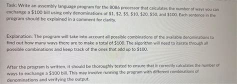 Solved Task Write An Assembly Language Program For The 8086 Chegg