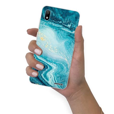 5 sur Coque pour Huawei Y5 2019 souple transparente Bleu Nacré Marbre