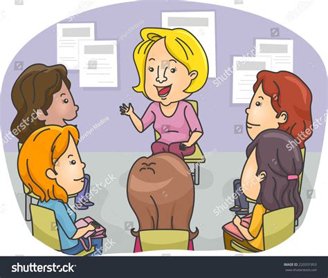 Illustration Featuring Group Women Attending Counseling Stock Vector