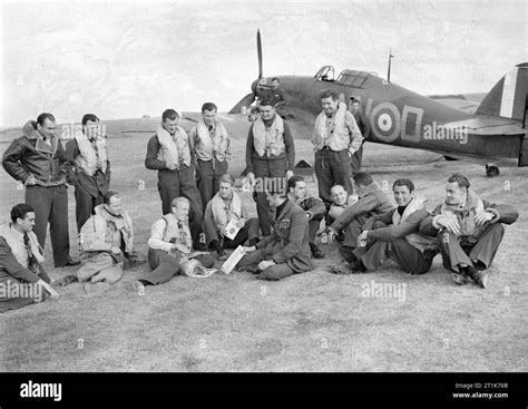 Pilots Of No 310 Czechoslovak Squadron Raf In Front Of Hawker