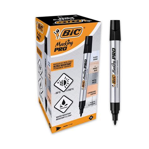 Boîte de 12 Marqueur permanent BIC Marking Pro pointe conique Boîte