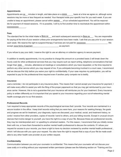 Counseling Informed Consent Form Editable Fillable Printable Pdf