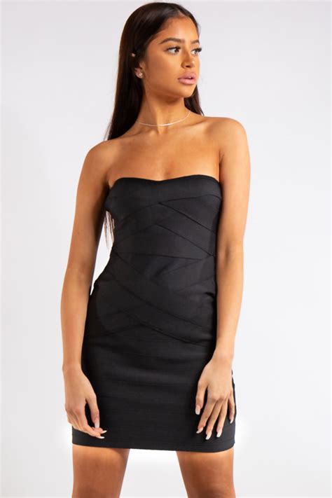 Sariah Black Bandage Strapless Mini Dress