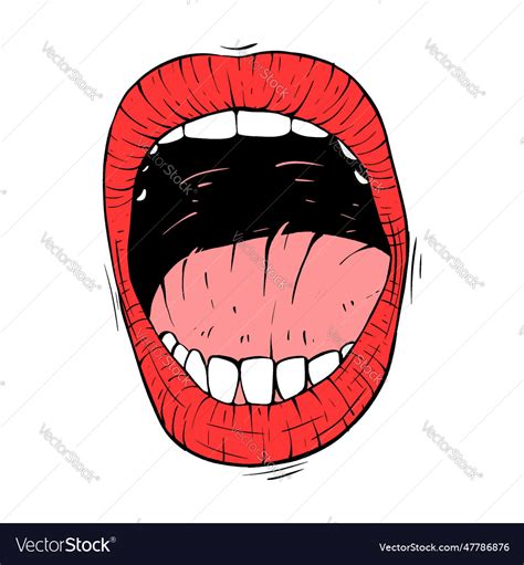 Red Female Lips Sketch Line Art Royalty Free Vector Image