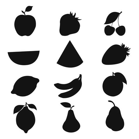 Set Of Vector Silhouettes Of Fruits Vector Art At Vecteezy