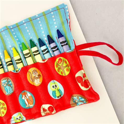 Crayon Holder Fabric Crayon Holder Crayon Roll Up Crayon Etsy