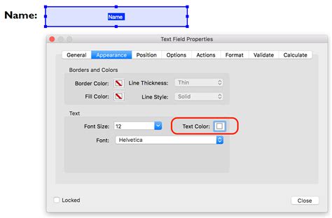 Adobe Acrobat Text Field Properties