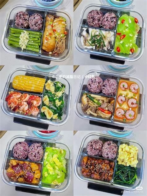 Six Plastic Containers Filled With Different Types Of Food