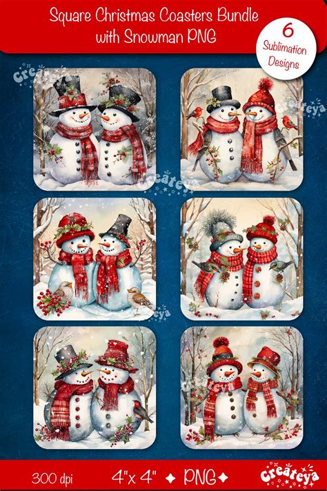 Christmas Square Coaster Png Coaster Png Designs Sublimation Etsy