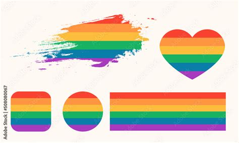 LGBT Rainbow Flag Set Gay Pride Month Symbols Set Rainbow Background