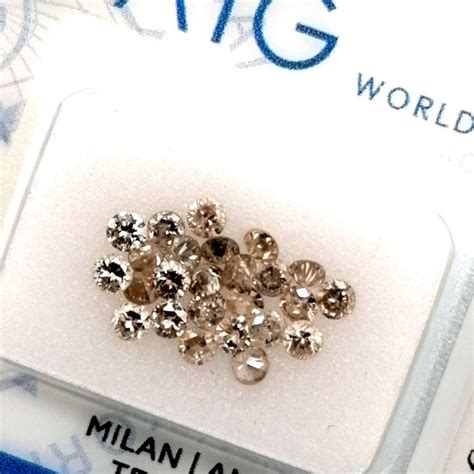 25 Pcs Diamonds 1 03 Ct Brilliant Q R Very Light Yellow Brown