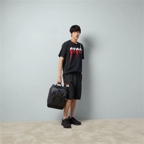 เสื้อยืด T Shirt With Gucci Blade Print Inผ้าคอตตอนสีดำ Gucci® Th