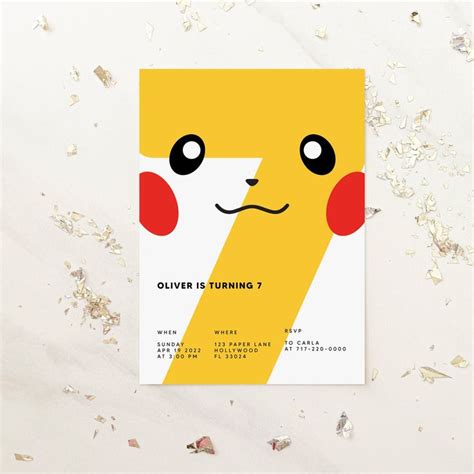 Invito di compleanno Pokémon moderno 5x7 Pikachu Invitation