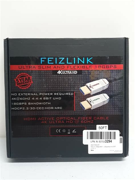 FeizLink HDMI Fiber Cable 50ft 4K Ultra HD 60Hz FeizLink HDMI Cable EBay