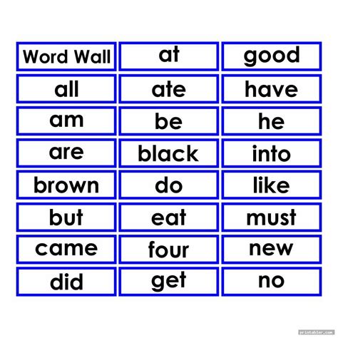 Word Wall Printable Template - Gridgit.com