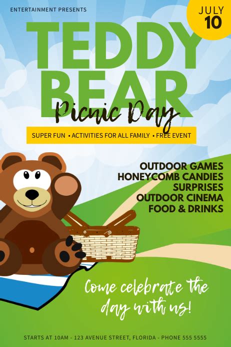 Copy Of Teddy Bear Picnic Day Flyer Template Postermywall