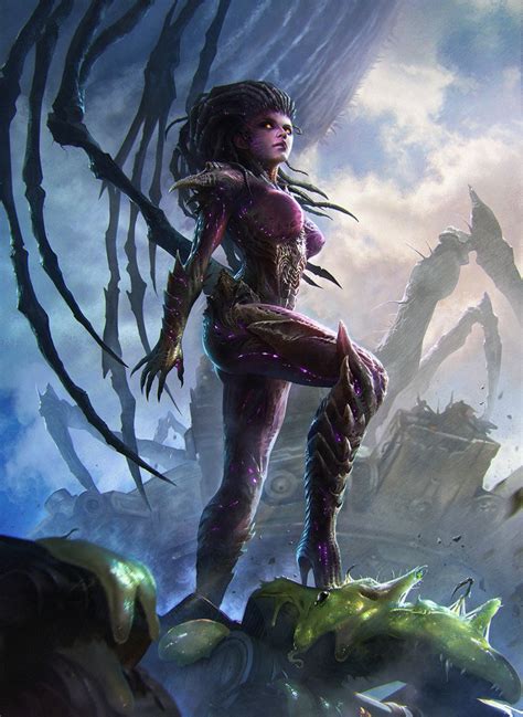 Artwork Sarah Kerrigan Portrait Women Sword Starcraft Starcraft