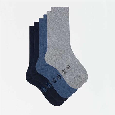 Lot De 3 Paires De Chaussettes Hommes Marine Bleu Gris Basic Coton