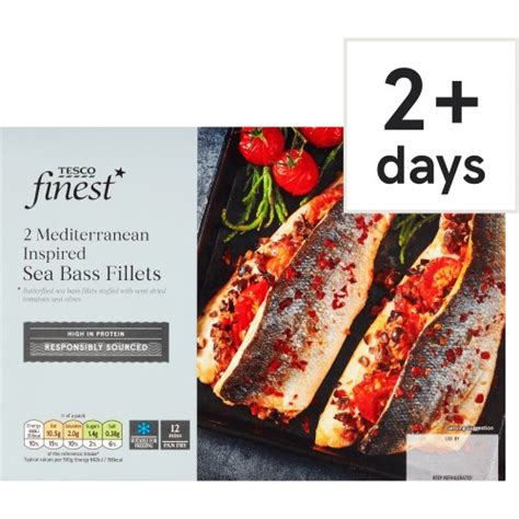 Tesco Finest Mediterranean Inspired Sea Bass Fillets G Compare