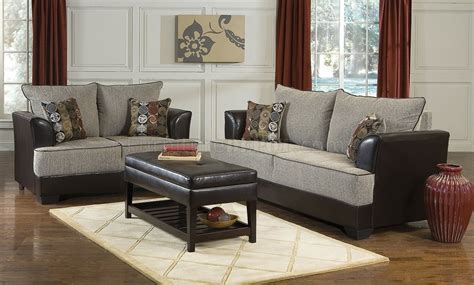 Two Tone Contemporary Living Room W Soft Honey Fabric Seats