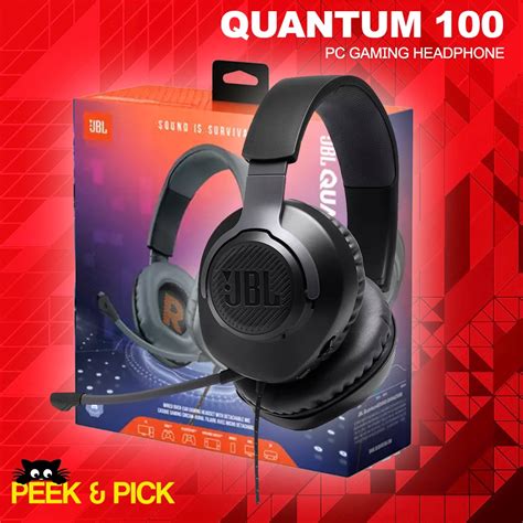 Jbl Quantum 100 Wired Gaming Headset With A Detachable Mic Headphone