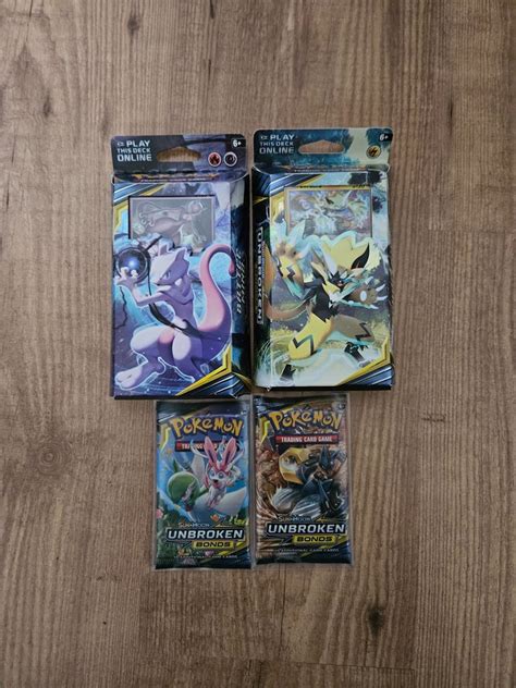 Pokémon 2019 Unbroken Bonds Boosters En Decks 4 Sealed Deck Mewtwo