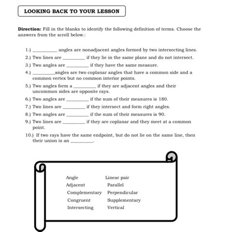 Solved Looking Back To Your Lesson Direction Fill In The Blanks To Identify The Following