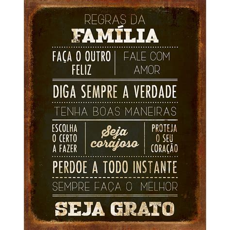 Placa Decorativa Regras da Família Litoarte