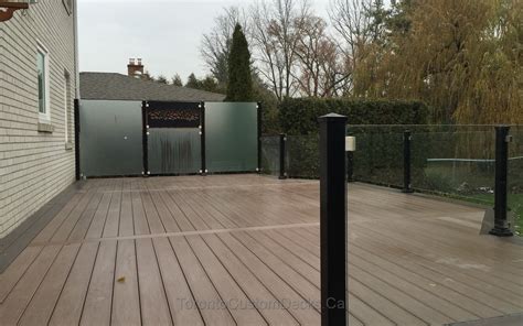 Composite Deck With Glass Railings Toronto Custom Deck Design Pergolas Fences Outdoor