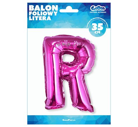 Balon foliowy Litera R różowa 35 cm Balony foliowe litery alfabet